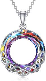 img 4 attached to 💎 Celtic Knot Sterling Silver Circle Necklace - Stunning Crystal Pendant for Women and Girls