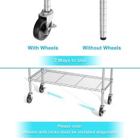 img 2 attached to 🛒 Auslar 4-Shelf Storage Shelves: Heavy Duty Rolling Cart Utility Rack with Adjustable Wire Metal Shelving & Casters in Chrome