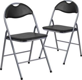 img 3 attached to 🪑 Foldable and Portable 2 Pack HERCULES Series Flash Furniture Black Vinyl Metal Folding Chair with Convenient Carrying Handle