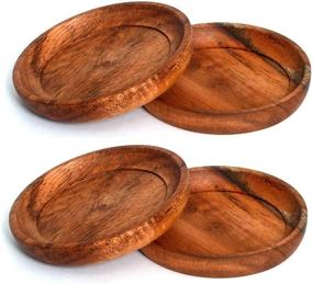 img 2 attached to 🪵 4-Piece Set of Natural Acacia Wood Coasters by Kaizen Casa - Pack of 4