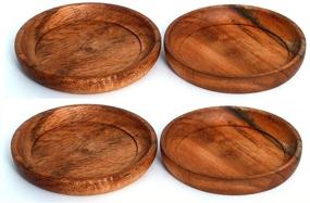 img 3 attached to 🪵 4-Piece Set of Natural Acacia Wood Coasters by Kaizen Casa - Pack of 4