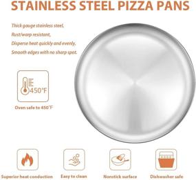 img 2 attached to 🍕 Дедро стальная пицца пан 13½ дюйма - круглая пицца тарелка, 2 штуки - здоровый противень для хрустящей пиццы - подходит для посудомоечной машины