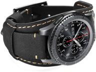 👌 premium black 22mm vintage leather cuff strap for samsung galaxy watch, gear s3, garmin vivoactive 4, and more logo