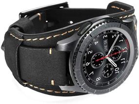 img 4 attached to 👌 Premium Black 22mm Vintage Leather Cuff Strap for Samsung Galaxy Watch, Gear S3, Garmin Vivoactive 4, and More