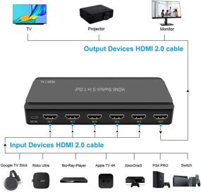 img 2 attached to 🖥️ HDMI переключатель LVY - 5x1 HDMI селектор 4K@30Hz Ультра HD 3D 2160P 1080P - 5-портовый блок с ИК-пультом дистанционного управления - поддержка HDMI 1.4 HDCP 1.4