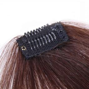 img 1 attached to 💇 Наращивание волос из человеческого волоса Klaiyi Air Bangs - 100% настоящие волосы для женщин - (#4 светло-коричневый)