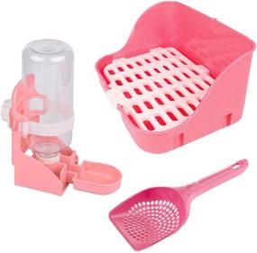 img 4 attached to Convenient Pink Rabbit Litter Box Bunny Water Bottle with Hanging Water Fountain - 17oz Automatic Dispenser for Small Animals, Chinchillas, Guinea Pigs, Hedgehogs, and Ferrets - No Leak Water Feeder