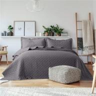 🛏️ bedsure lightweight queen quilt sets grey - summer bedspreads full coverlet with 2 pillow shams, queen bedding set logo