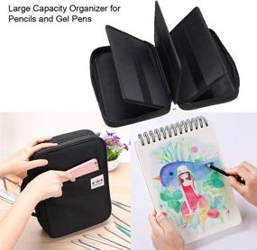 img 2 attached to 🖍️ BTSKY Colored Pencil Case 220 Slots: Organize and Carry Your Prismacolor Crayola Colored Pencils & Gel Pens Conveniently with this Portable Multilayer Holder - Black