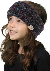 img 4 attached to Funky Junque Kids Baby Toddler Knit Fuzzy Lined Head Wrap Headband Ear Warmer - Stylish and Warm Head Accessories for Little Ones