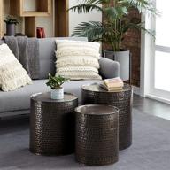 🏮 stylish set of 3 small brown hammered metal round end tables by deco 79 23851 logo