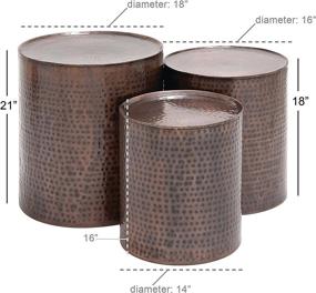 img 2 attached to 🏮 Stylish Set of 3 Small Brown Hammered Metal Round End Tables by Deco 79 23851