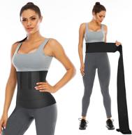 women's waist trainer - loop design waist wrap for post partum, plus size, adjustable tightness & non-slip, flexible compression for belly fat reduction, black logo