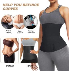 img 2 attached to Women's Waist Trainer - Loop Design Waist Wrap for Post Partum, Plus Size, Adjustable Tightness & Non-Slip, Flexible Compression for Belly Fat Reduction, Black
