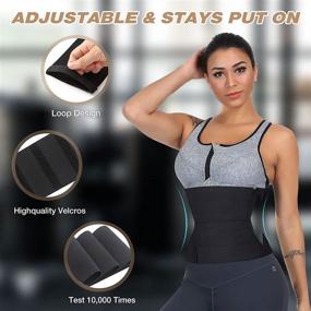 img 3 attached to Women's Waist Trainer - Loop Design Waist Wrap for Post Partum, Plus Size, Adjustable Tightness & Non-Slip, Flexible Compression for Belly Fat Reduction, Black