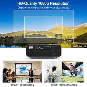 img 3 attached to 🎥 Full HD 1080P Projector, Powerful 7200 Lumen LCD Video Projector with Zoom &amp; 200&#34; Display, Ideal for Home Theater/Outdoor Movie/Game. Compatible with iPhone, Android Smartphone, TV Stick, PS5, Laptop, DVD. HDMI/USB/VGA/AV Connectivity