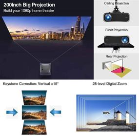 img 2 attached to 🎥 Full HD 1080P Projector, Powerful 7200 Lumen LCD Video Projector with Zoom &amp; 200&#34; Display, Ideal for Home Theater/Outdoor Movie/Game. Compatible with iPhone, Android Smartphone, TV Stick, PS5, Laptop, DVD. HDMI/USB/VGA/AV Connectivity