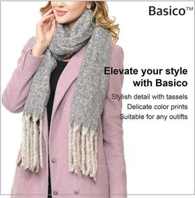 img 1 attached to Basico Winter Tassels Brushed Blanket Women's Accessories for Scarves & Wraps