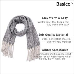 img 2 attached to Basico Winter Tassels Brushed Blanket Women's Accessories for Scarves & Wraps