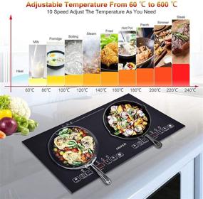 img 1 attached to 🔥 220V 2000W Portable Induction Cooktop: Double Burner, 8 Power & Temperature Settings, 6 Preset Programs, LED Touch Panel, Safety Lock, Timer - Countertop Electric Induction Cooker