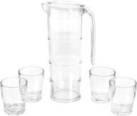 shatterproof 1.6-quart pitcher set with 4 nesting cups - amazon basics tritan plastic, bpa-free logo