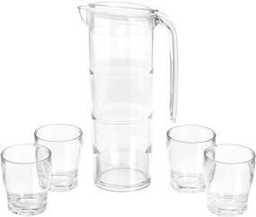 img 4 attached to Shatterproof 1.6-Quart Pitcher Set with 4 Nesting Cups - Amazon Basics Tritan Plastic, BPA-Free