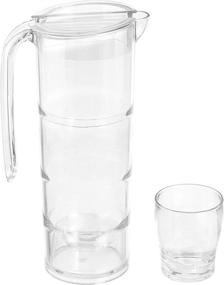 img 2 attached to Shatterproof 1.6-Quart Pitcher Set with 4 Nesting Cups - Amazon Basics Tritan Plastic, BPA-Free