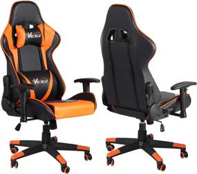 img 1 attached to 🧡 VECELO Ergonomic Video Gaming Chair with Adjustable Seat Height, Swivel Recliner, Headrest, Lumbar Pillow Esports - Orange