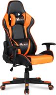 🧡 vecelo ergonomic video gaming chair with adjustable seat height, swivel recliner, headrest, lumbar pillow esports - orange логотип