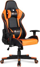 img 4 attached to 🧡 VECELO Ergonomic Video Gaming Chair with Adjustable Seat Height, Swivel Recliner, Headrest, Lumbar Pillow Esports - Orange