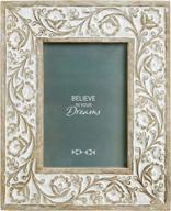 🖼️ hand carved floral picture frame: rustic boho style with white distressed finish & natural wood color – nikky home 5x7 frame логотип