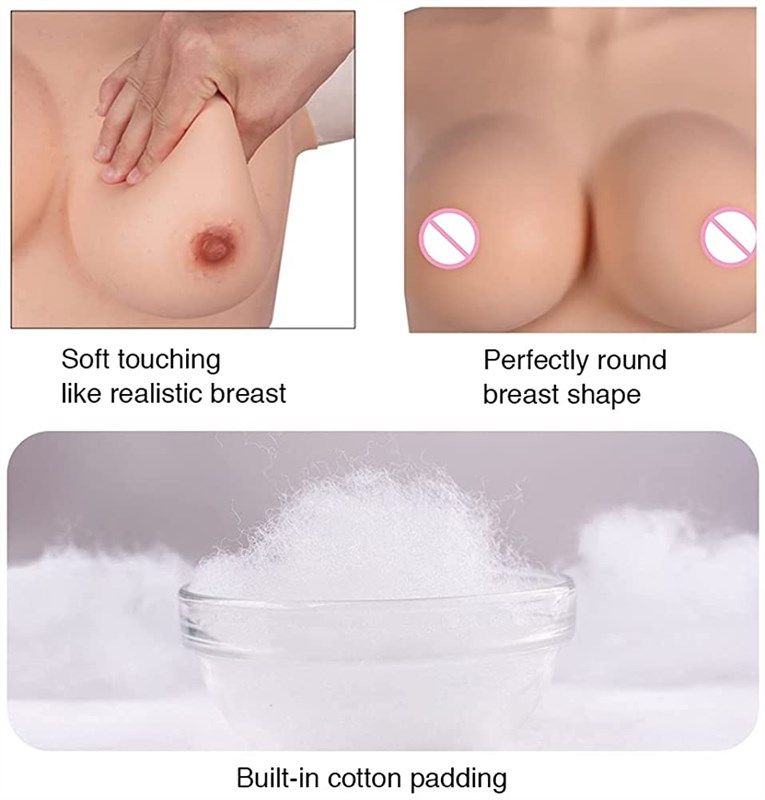 Silicone Filled Breast Plate G-Cup Breast Shapes Cotton Filled False Breasts  for Transgender Drag Queen Mastectomy Crowd (Color : Color 1, Size : G-Cup)  : : Fashion