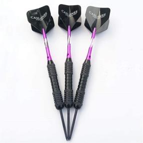 img 1 attached to CASLONEE Professional Exquisite Steel Tip Darts Set: 22 Grams with Hard Case, Aluminum Shafts, Black Coated Metal Barrels, and PET Flights