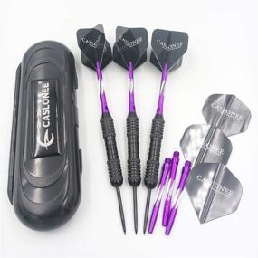 img 3 attached to CASLONEE Professional Exquisite Steel Tip Darts Set: 22 Grams with Hard Case, Aluminum Shafts, Black Coated Metal Barrels, and PET Flights