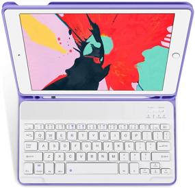 img 1 attached to 🔮 KenKe iPad Mini 4 / Mini 5 Keyboard Case with Pencil Holder – Detachable Wireless Bluetooth Keyboard Cover for iPad Mini 4th / 5th Gen (7.9 Inch 2015 / 2019 Model) in Purple