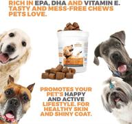 🐶 max omega 3 chews for dogs – 54,000mg jar. allergy support + itchy skin relief + shiny coat + hip joint supplement. high epa & dha + vitamin e. tasty pet treats with fish oil. logo