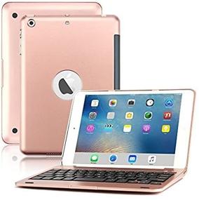 img 2 attached to 🌹 BoriYuan Bluetooth Wireless Keyboard Folio Flip Smart Cover for Apple iPad Mini 3/ Mini 2/ Mini 1 - Rose Gold