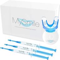 mysmile teeth whitening kit: fast & effective 10 min whitener with led light, 3 non-sensitive gel & tray to remove teeth stains from coffee, drinks & food logo