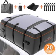 spacious autmor rooftop cargo carrier with anti-slip mat - 20 cubic feet, 8 straps & 6 door hooks - fits all cars (black) logo