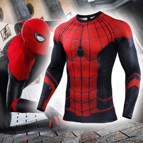 img 3 attached to 🕷️ Spider-Man Far from Home Men's Compression Shirt: Dynamic 3D Print T-Shirt for Superhero Fans