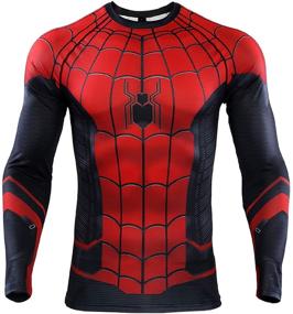 img 4 attached to 🕷️ Spider-Man Far from Home Men's Compression Shirt: Dynamic 3D Print T-Shirt for Superhero Fans