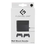 floating grip playstation 4 wall mount solution - space-saving hanging kit for ps4 game console & 2 controllers (bundle: fits ps4 + 2x controllers, black) logo