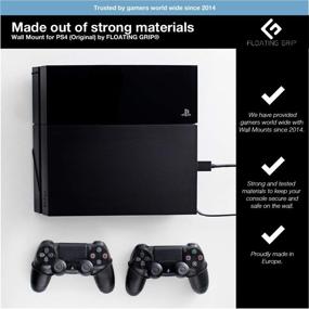 img 1 attached to Floating Grip PlayStation 4 Wall Mount Solution - Space-Saving Hanging Kit for PS4 Game Console & 2 Controllers (Bundle: Fits PS4 + 2x Controllers, Black)