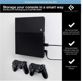 img 2 attached to Floating Grip PlayStation 4 Wall Mount Solution - Space-Saving Hanging Kit for PS4 Game Console & 2 Controllers (Bundle: Fits PS4 + 2x Controllers, Black)