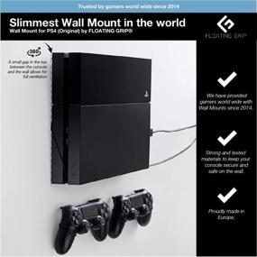 img 3 attached to Floating Grip PlayStation 4 Wall Mount Solution - Space-Saving Hanging Kit for PS4 Game Console & 2 Controllers (Bundle: Fits PS4 + 2x Controllers, Black)