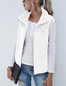 img 2 attached to 🧥 LOMON Women's Fuzzy Sherpa Fleece Lightweight Vest Cozy Sleeveless Cardigan Zipper Waistcoat Outerwear with Pocket