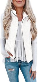 img 4 attached to 🧥 LOMON Women's Fuzzy Sherpa Fleece Lightweight Vest Cozy Sleeveless Cardigan Zipper Waistcoat Outerwear with Pocket