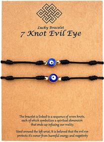 img 4 attached to XINSITE Upgraded 7 Knots Evil Eye Bracelet: Adjustable Lucky Red String Bracelet Set for Women, Men, Boys, Girls – Kabbalah Protection and Friendship Wish Bracelets with Message Card