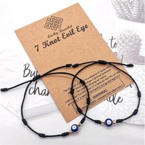 img 1 attached to XINSITE Upgraded 7 Knots Evil Eye Bracelet: Adjustable Lucky Red String Bracelet Set for Women, Men, Boys, Girls – Kabbalah Protection and Friendship Wish Bracelets with Message Card