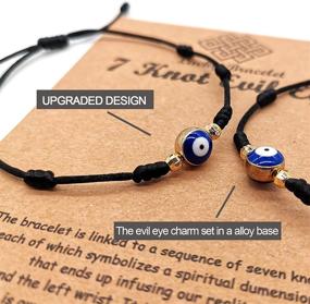 img 2 attached to XINSITE Upgraded 7 Knots Evil Eye Bracelet: Adjustable Lucky Red String Bracelet Set for Women, Men, Boys, Girls – Kabbalah Protection and Friendship Wish Bracelets with Message Card